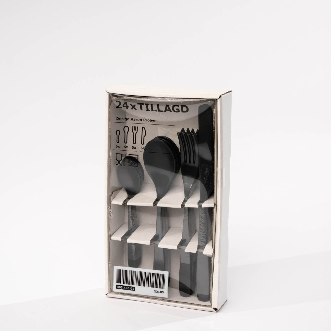 TILLAGD 24-piece cutlery set, black