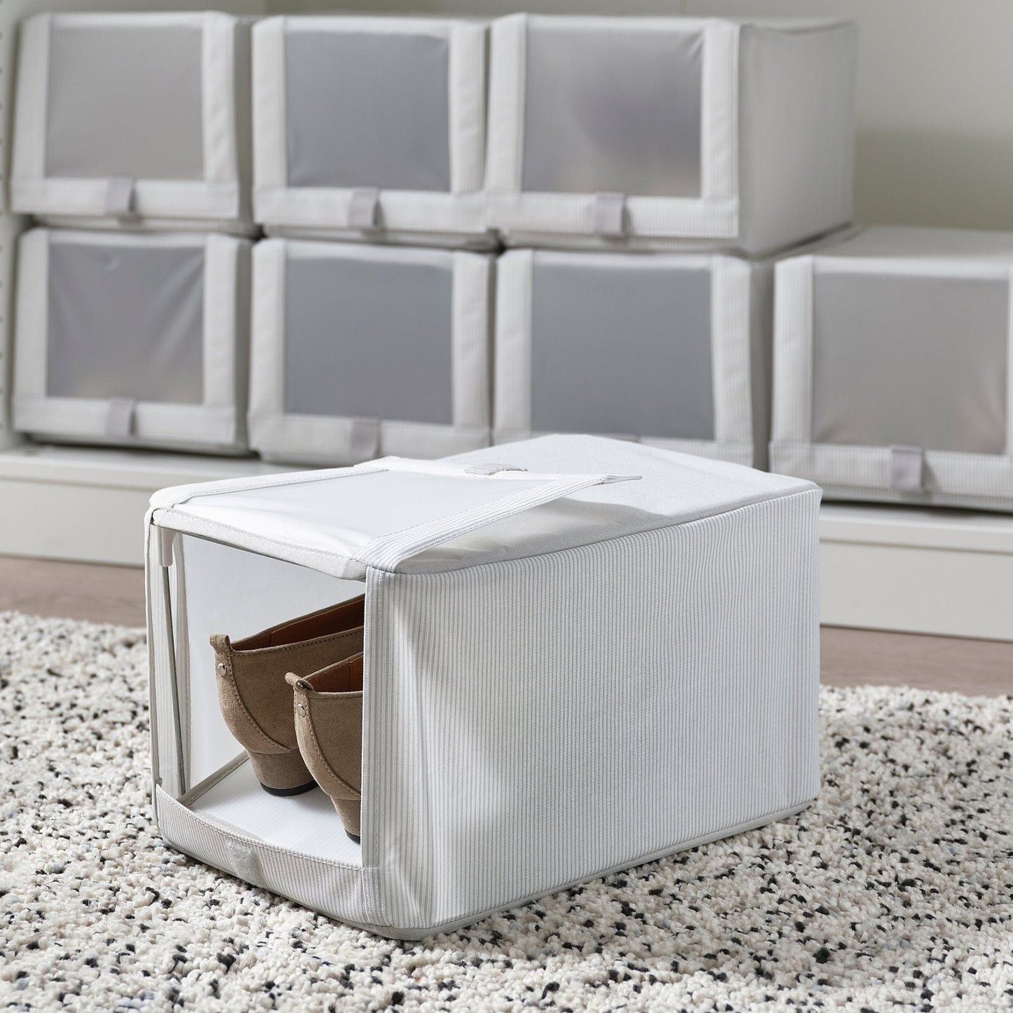 Ikea HEMMAFIXARE Shoe Box, 23x34x19 cm, Faux Steel/White/Grey, Set of 2 - Modular Living