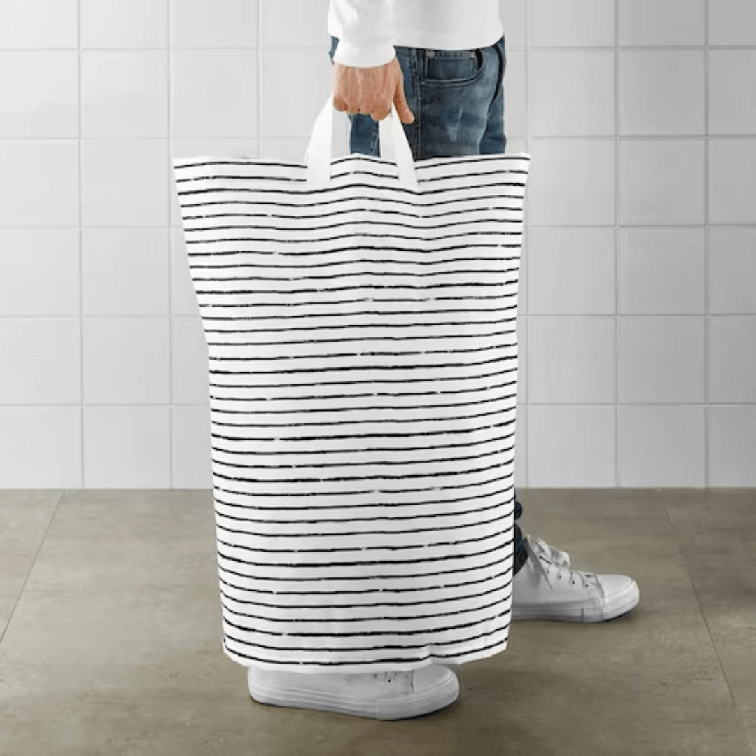 Ikea KLUNKA Laundry Bag, 60 L, White/Black - Modular Living