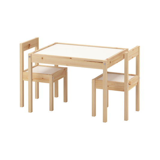 LATT children table/2 chairs set (white/pine)