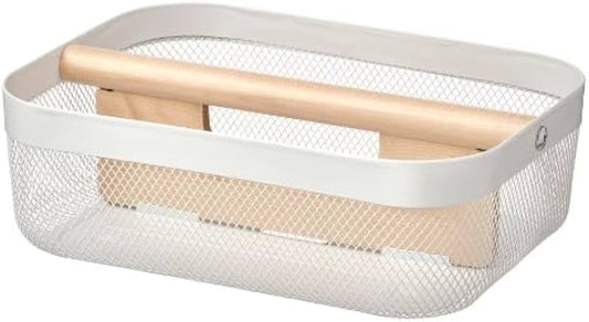 Ikea RISATORP Basket with Compartment, 33x24x11 cm, White - Modular Living